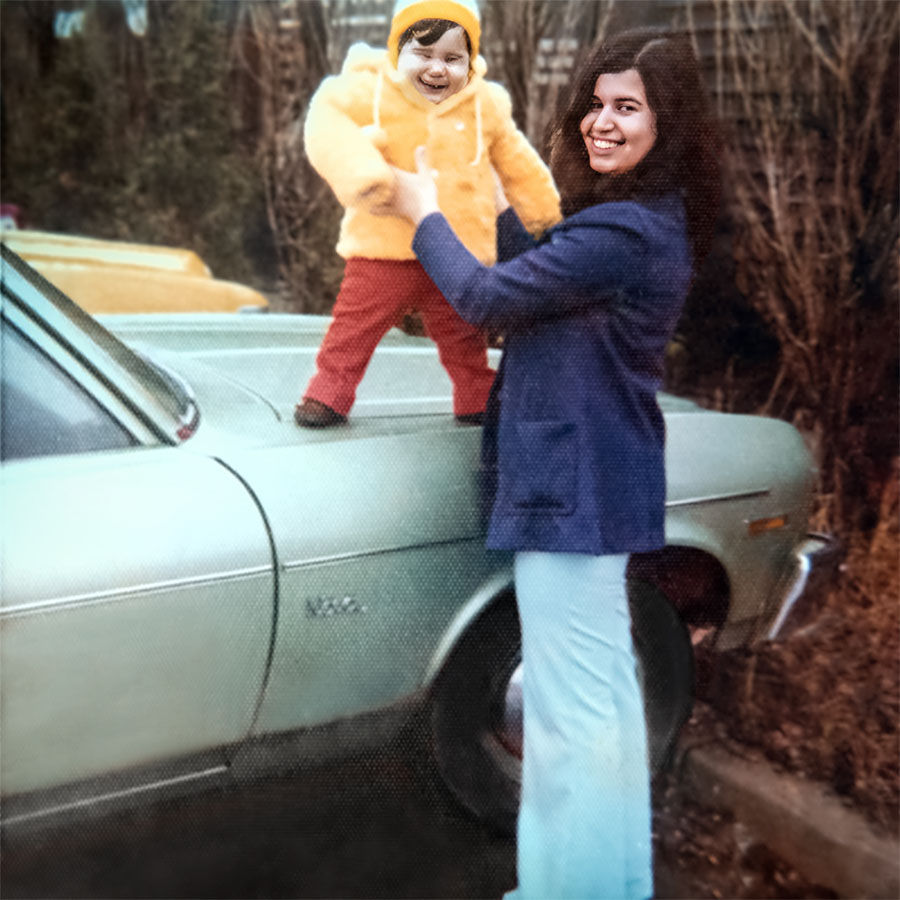 photo restored image of mom and child