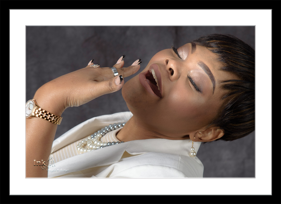 Portrait of a woman yawning