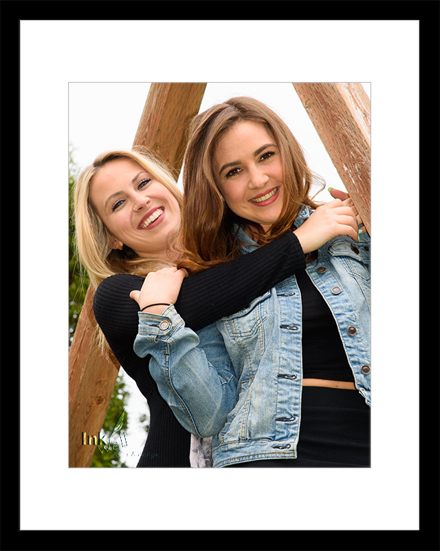 Portrait, two women smiling